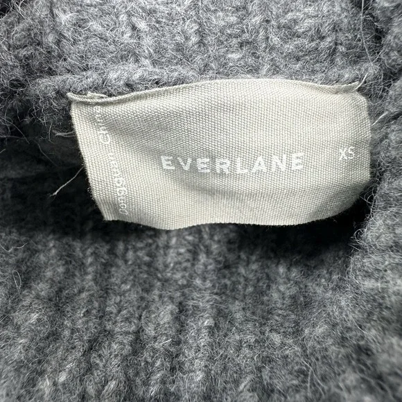 Everlane‎ Grey Checkered Mock Neck Merino Wool Alpaca Blend Sweater Womens XS - Picture 7 of 14